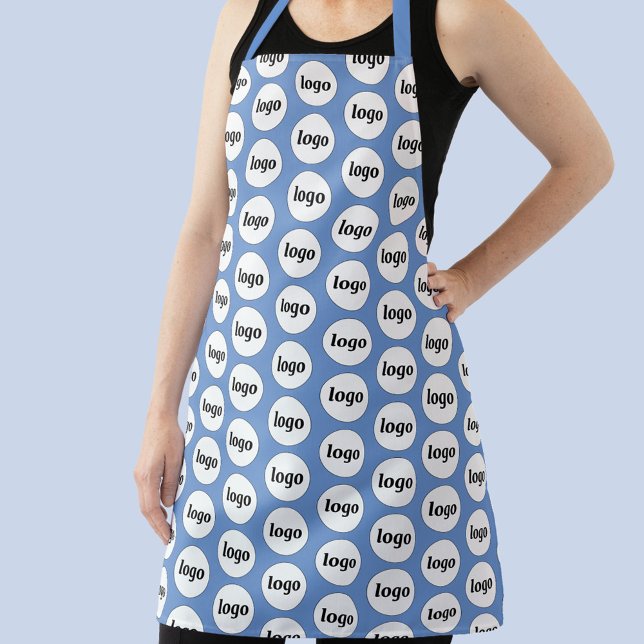 Simple Logo Pattern Promotional Blue Apron (Logo pattern professional business promotional branding apron)