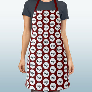 Simple Logo Pattern Promotional Dark Red Burgundy Apron