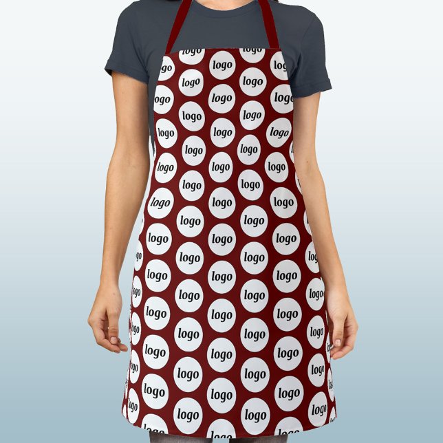 Simple Logo Pattern Promotional Dark Red Burgundy Apron (Simple logo pattern business branding promotional dark red burgundy apron)