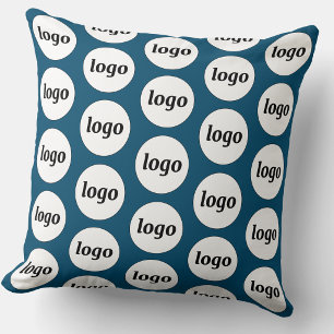 Simple Logo Pattern Teal Green Throw Pillow