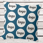 Simple Logo Pattern Teal Green Throw Pillow<br><div class="desc">Simple minimalist logo design to foster brand loyalty and promote your small business.  Replace the logo with your own and change the background color in the Design Tool to customize.</div>