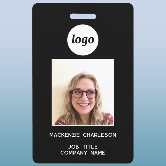 Simple Logo Photo ID Nametag Badge (Modern company employee photo ID name badge nametag)