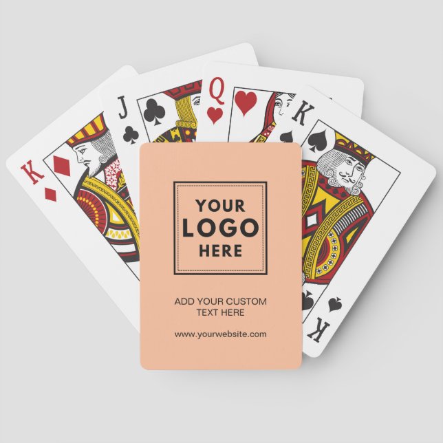 Simple Logo Professional Business Peach Poker Cards (Back)