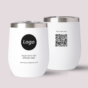 Simple Logo Professional Business QR code Thermal Wine Tumbler