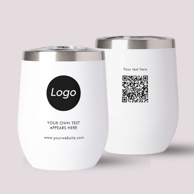 Simple Logo Professional Business QR code Thermal Wine Tumbler (Logo Wine Tumbler with QR code. Just add your own logo, website, text and edit the QR code!)