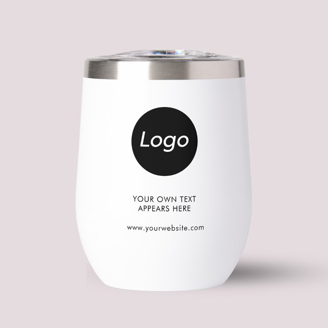 Simple Logo Professional Business Thermal Wine Tumbler (Simple black and white logo wine tumbler. Perfect for professional business, restaurant or events.)