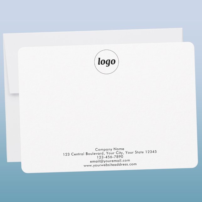 Simple Logo Professional Note Card (Simple logo with custom text business branding promotional notecard stationery)