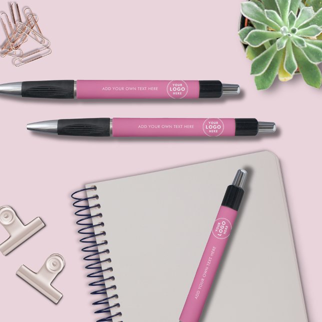 Simple logo promotional business merch pen (Modern simple pink logo business pens. Add your own logo and custom text/slogan.)