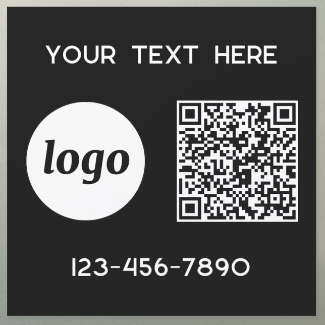 Simple Logo Promotional Business QR Code Black Car Magnet (Logo with text and QR code promotional business car magnet)