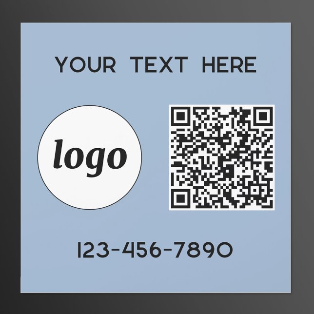 Simple Logo Promotional Business QR Code Blue Car Magnet (Logo with text and QR code promotional business car magnet)