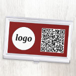 Simple Logo Promotional Business QR Code Burgundy Card Case<br><div class="desc">Simple logo and QR code to promote your business.  Replace the logo and QR code with your own to customize.  Minimalist and professional to reflect your brand.</div>