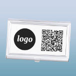 Simple Logo Promotional Business QR Code Business Card Case<br><div class="desc">Simple logo and QR code to promote your business.  Replace the logo and QR code with your own to customize.  Minimalist and professional to reflect your brand.</div>