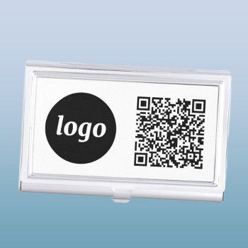 Simple Logo Promotional Business Qr Code Business Card Case by Squirrell at Zazzle