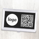 Simple Logo Promotional Business QR Code Business Card Case<br><div class="desc">Simple logo and QR code to promote your business.  Replace the logo and QR code with your own to customize.  Minimalist and professional to reflect your brand.</div>