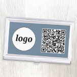 Simple Logo Promotional Business QR Code Business Card Case<br><div class="desc">Simple logo and QR code to promote your business.  Replace the logo and QR code with your own to customize.  Minimalist and professional to reflect your brand.</div>