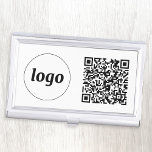 Simple Logo Promotional Business QR Code Business Card Case<br><div class="desc">Simple logo and QR code to promote your business.  Replace the logo and QR code with your own to customize.  Minimalist and professional to reflect your brand.</div>