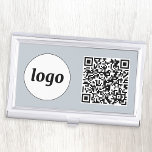 Simple Logo Promotional Business QR Code Business Card Case<br><div class="desc">Simple logo and QR code to promote your business.  Replace the logo and QR code with your own to customize.  Minimalist and professional to reflect your brand.</div>