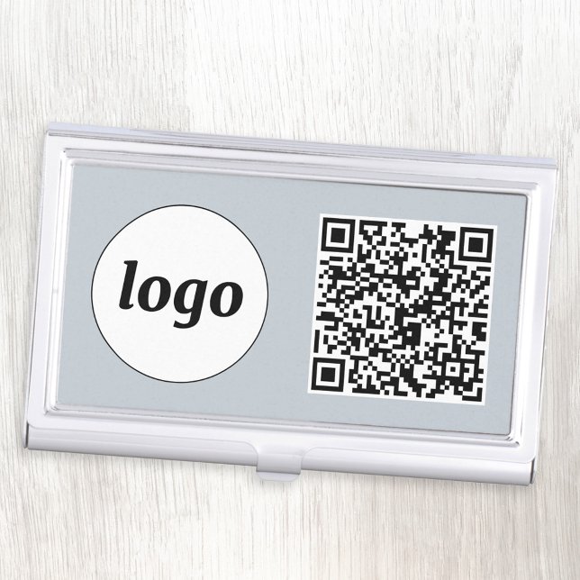 Simple Logo Promotional Business QR Code Business Card Case (Simple logo with QR code professional branding business card case)