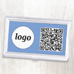 Simple Logo Promotional Business QR Code Business Card Case<br><div class="desc">Simple logo and QR code to promote your business.  Replace the logo and QR code with your own to customize.  Minimalist and professional to reflect your brand.</div>