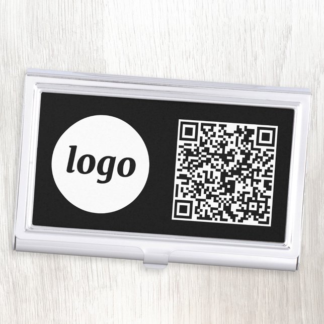 Simple Logo Promotional Business QR Code Card Case (Simple logo with QR code professional branding business card case)