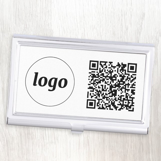 Simple Logo Promotional Business QR Code Card Case (Simple logo with QR code professional branding business card case)