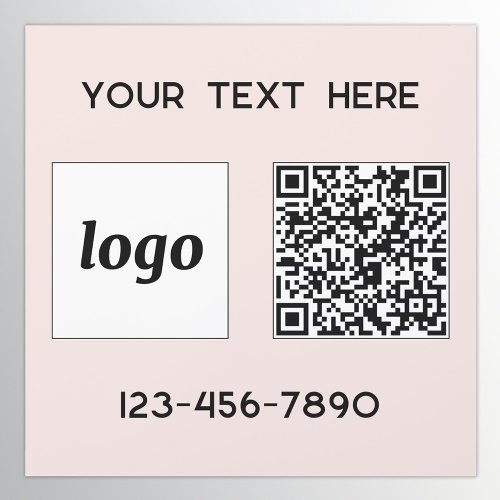 Simple Logo Promotional Business QR Code Text Pink Car Magnet