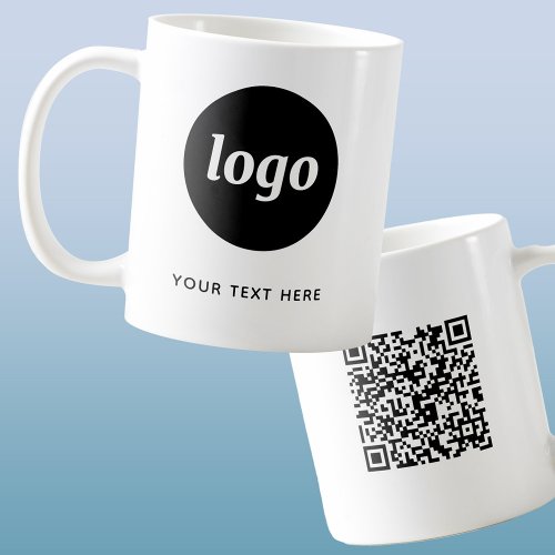 Simple Logo QR Code and Text Business Promotional Coffee Mug