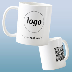 Simple Logo QR Code and Text Business Promotional Coffee Mug