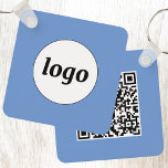 Simple Logo QR Code Blue Business Keychain<br><div class="desc">Add your own logo and QR code to this striking minimalist professional design. Change the background color in the Design Tool, or email squirrell@rocketmail.com for assistance with color changes. Great for employee branding, or as a promotional product for your employees, clients and customers. Ideal for a trade show or corporate...</div>