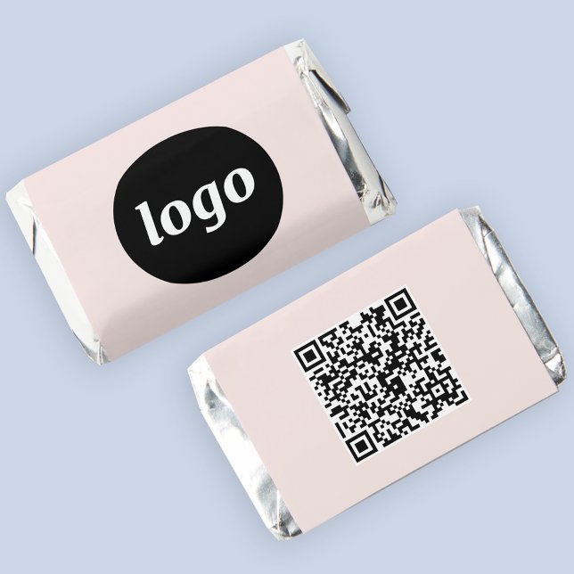 Simple Logo QR Code Blush Pink Promotional Hershey's Miniatures (Logo and QR code business promotional Hershey's Miniatures chocolates)