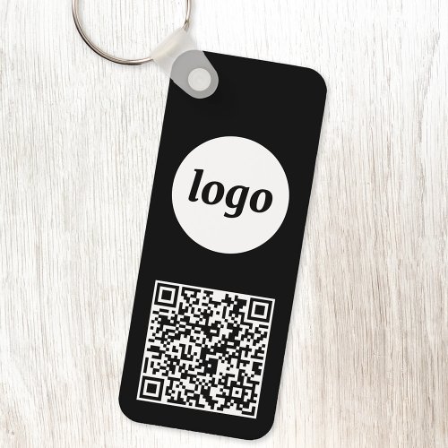 Simple Logo QR Code Business Black and White Keychain