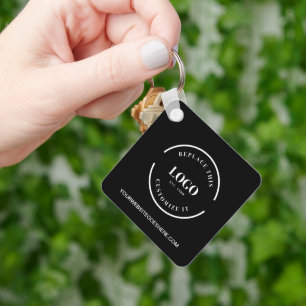 Simple logo QR code business black and white Keychain
