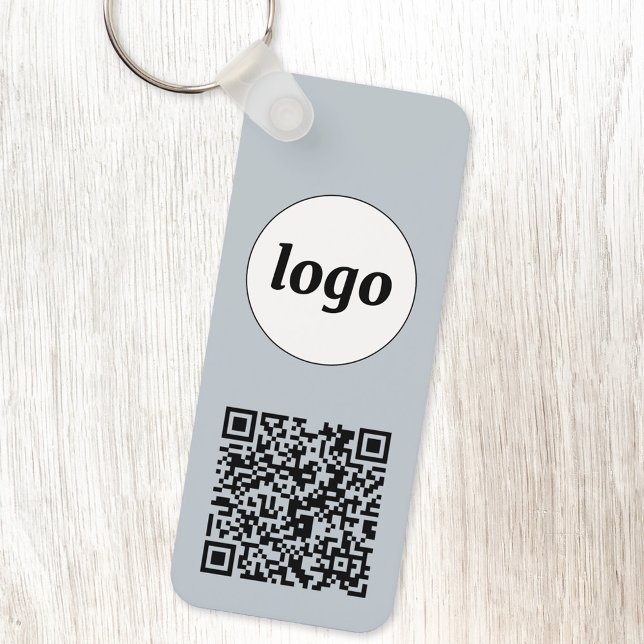 Simple Logo QR Code Business Blue Keychain (Logo and QR code professional business promotional keychain)
