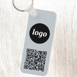 Simple Logo QR Code Business Blue Keychain<br><div class="desc">Add your own logo and QR code to this striking minimalist professional design.   Great for employee branding,  or as a promotional product for your employees,  clients and customers. Change the background color in the Design Tool.</div>
