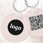 Simple Logo QR Code Business Blush Pink Keychain<br><div class="desc">Add your own logo and QR code to this striking minimalist professional design.   Great for employee branding,  or as a promotional product for your employees,  clients and customers.</div>