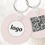 Simple Logo QR Code Business Blush Pink Keychain<br><div class="desc">Add your own logo and QR code to this striking minimalist professional design.   Great for employee branding,  or as a promotional product for your employees,  clients and customers.</div>