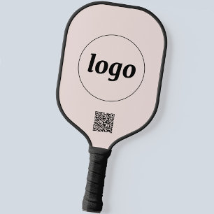Simple Logo QR Code Business Blush Pink Pickleball Paddle