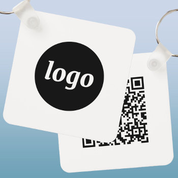 Simple Logo Qr Code Business Keychain by Squirrell at Zazzle