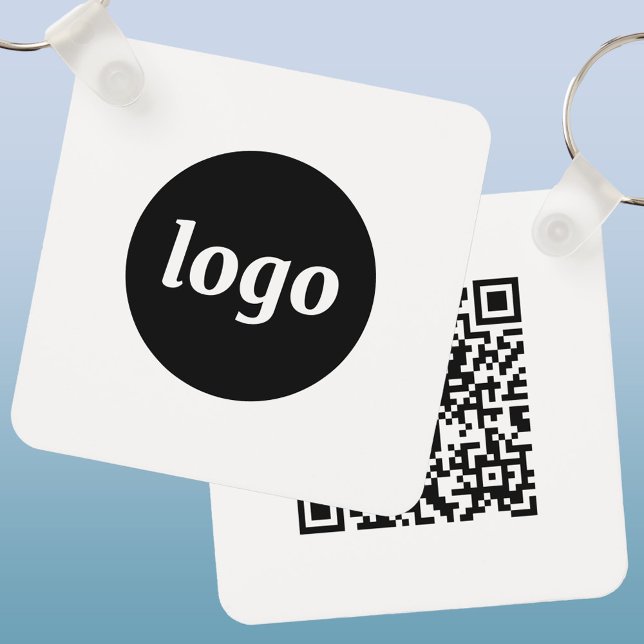Simple Logo QR Code Business Keychain (Simple logo with QR code promotional business keyring keychain)
