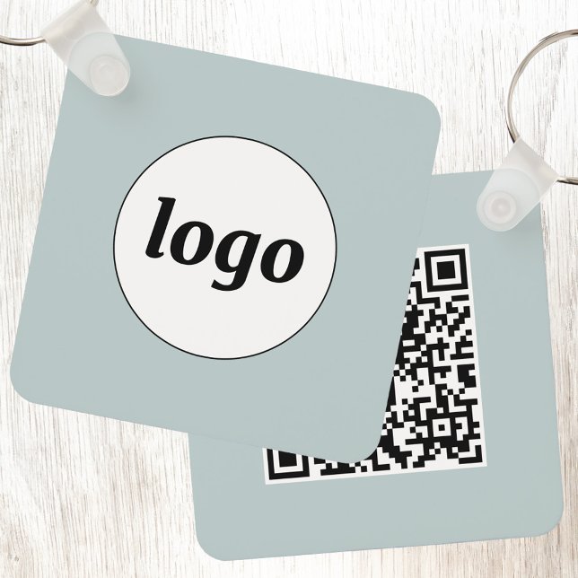 Simple Logo QR Code Business Keychain (Simple logo with QR code promotional business branding key chain)