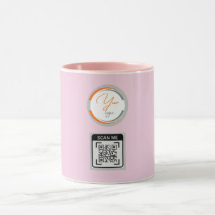 Simple Logo QR Code Business Pink Mug