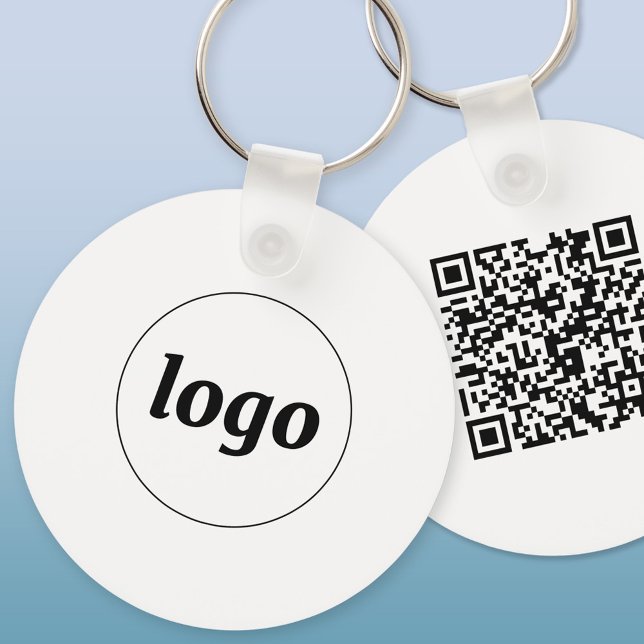 Simple Logo QR Code Business Promotional Keychain (Simple logo with QR code business branding promotional keychain)