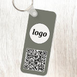 Simple Logo QR Code Business Sage Green Keychain<br><div class="desc">Add your own logo and QR code to this striking minimalist professional design.   Great for employee branding,  or as a promotional product for your employees,  clients and customers.</div>