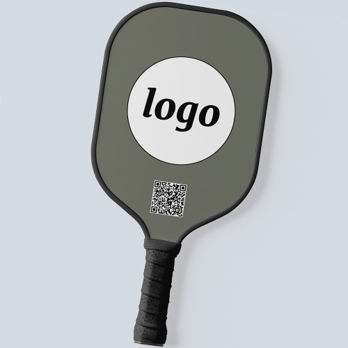 Simple Logo QR Code Business Sage Green Pickleball Paddle