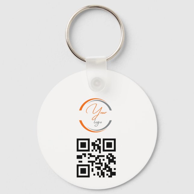 Simple Logo QR Code Business White Keychain (Front)