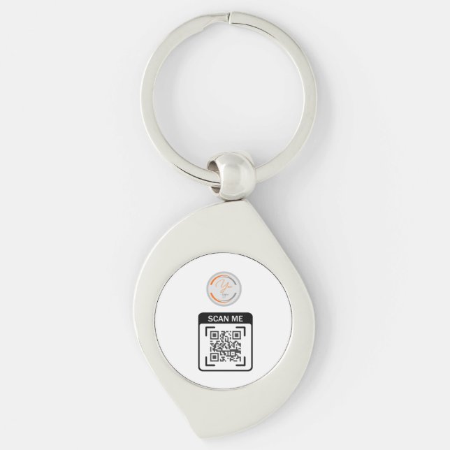 Simple Logo QR Code Business White Keychain (Front)