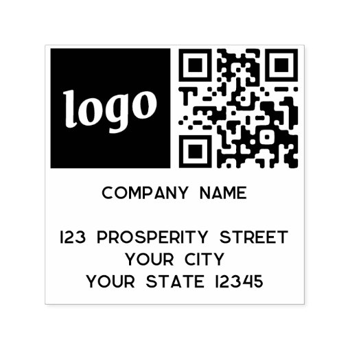 Simple Logo QR Code Company Return Address Selfinking Stamp Zazzle