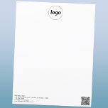 Simple Logo QR Code Professional Letterhead<br><div class="desc">Simple minimalist logo and custom QR code and footer text to give your business a professional look.  Replace the logo,  QR code website and text with your own to customize.</div>
