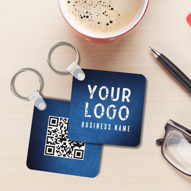 Simple Logo QR Code Promotional Blue Gradient Keychain (Creator Uploaded)