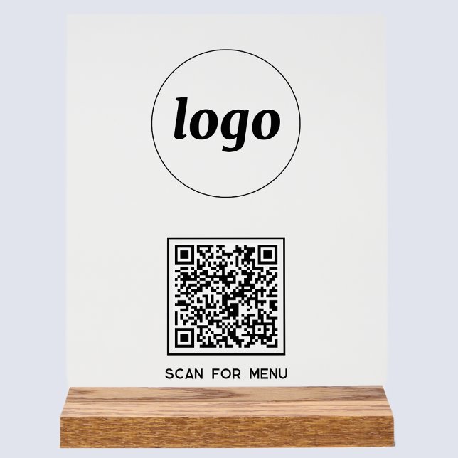 Simple Logo QR code Scan For Menu Business Acrylic Sign (Logo QR code Scan for menu acrylic sign for cafe bar restaurant and other business)